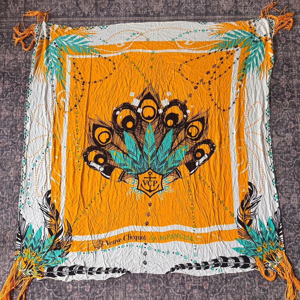 Veuve Clicquot Champagne Sarong Pareo – Orange Peacock Print
